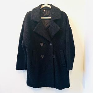 Free People black coat wool polyester blend